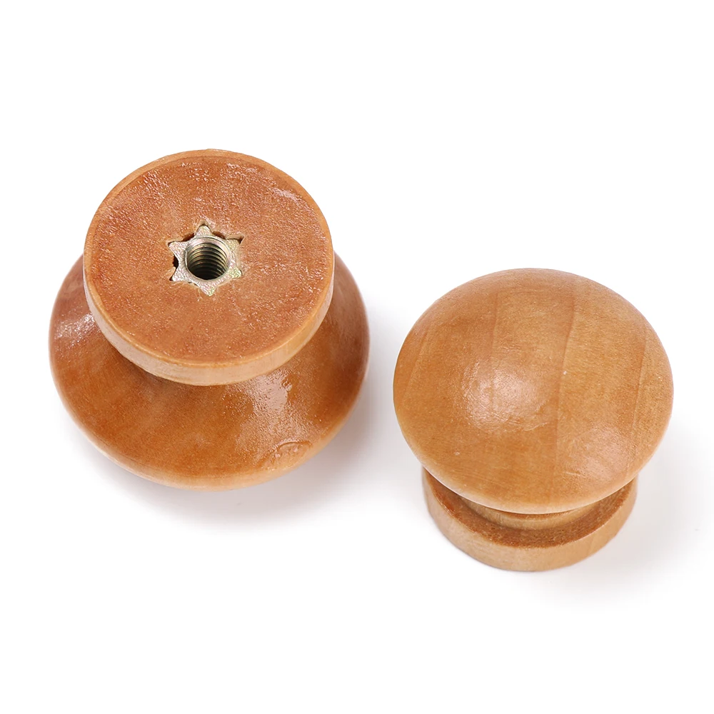 Furniture Hardware Knobs - 10pcs/Lot Round Shape Natural Wooden Drawer