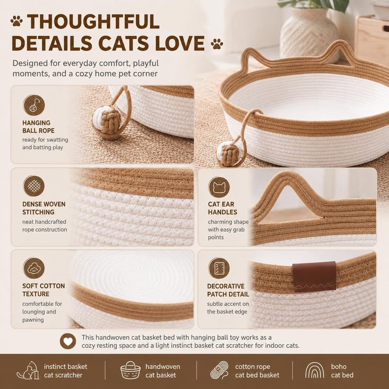 35/40/46cm Handwoven Cotton Ro - đánh giá và giá Furniture Hardware For Bed