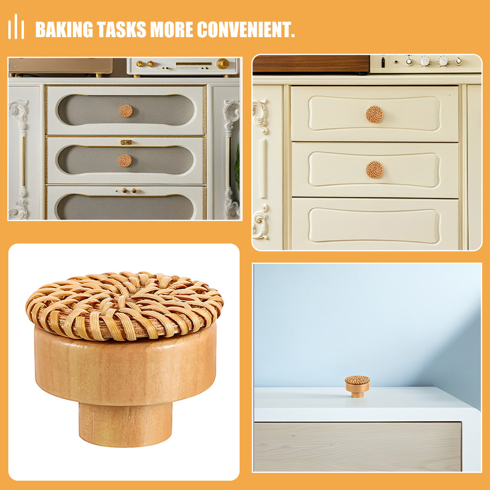 6Pcs Round Woven Wooden Cabine - đánh giá và giá Cabinet Knob Round