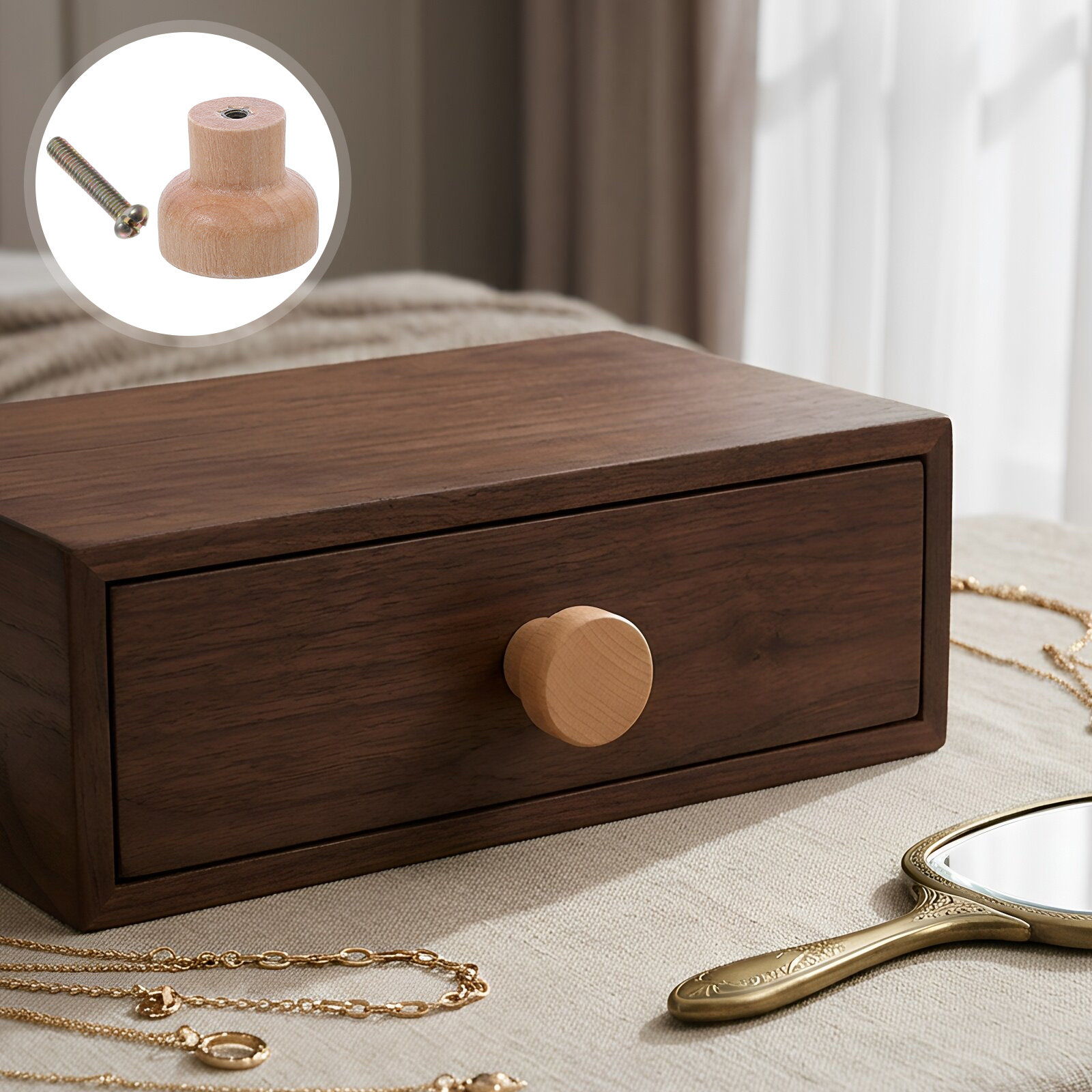 30Pcs Solid Beech Wood Small R - đánh giá và giá Cabinet Knob Round