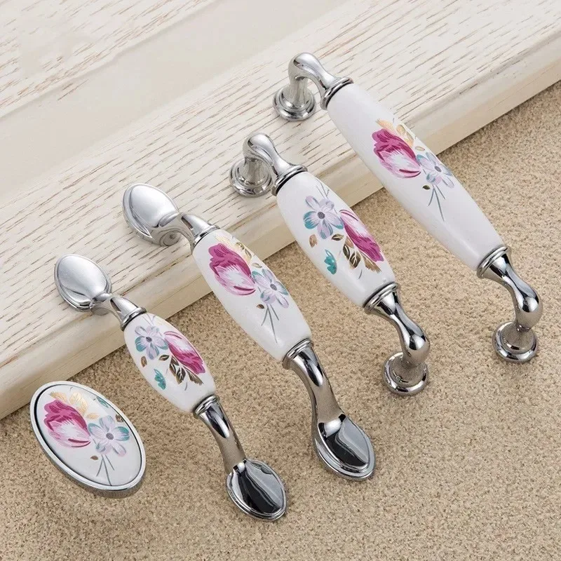 Tulip Ceramic Door Handle Silv - đánh giá và giá Vintage Furniture Hardware Pulls